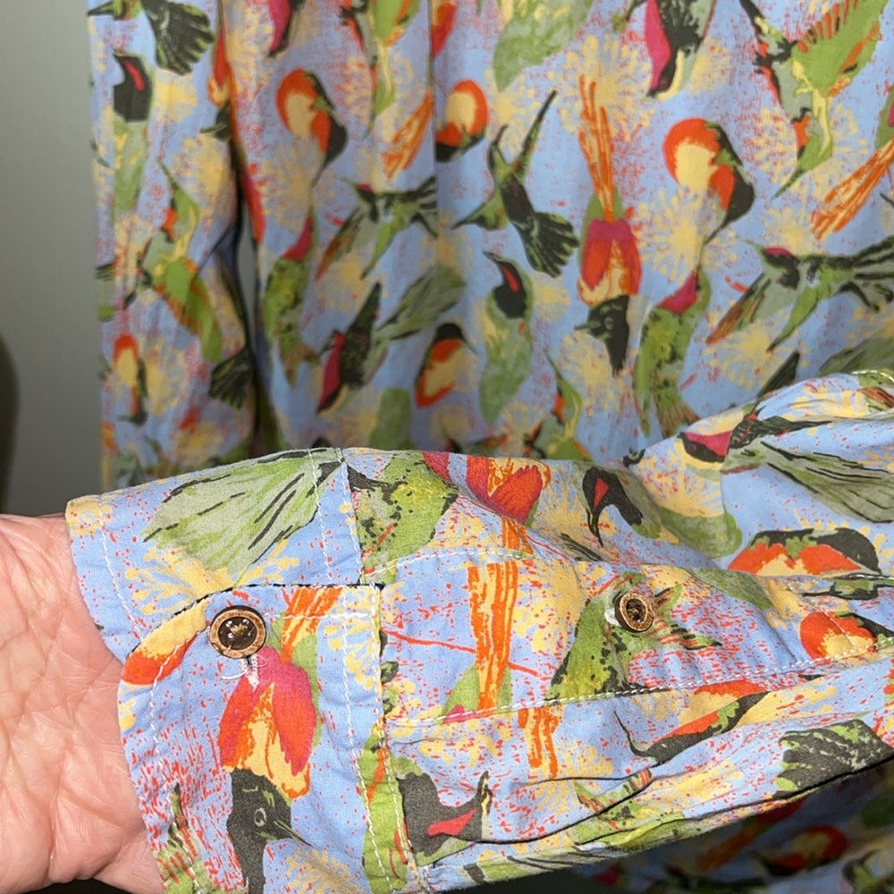 Tailor Vintage Multicolor Tropical Print Casual Button Down Shirt - Picture 7 of 9